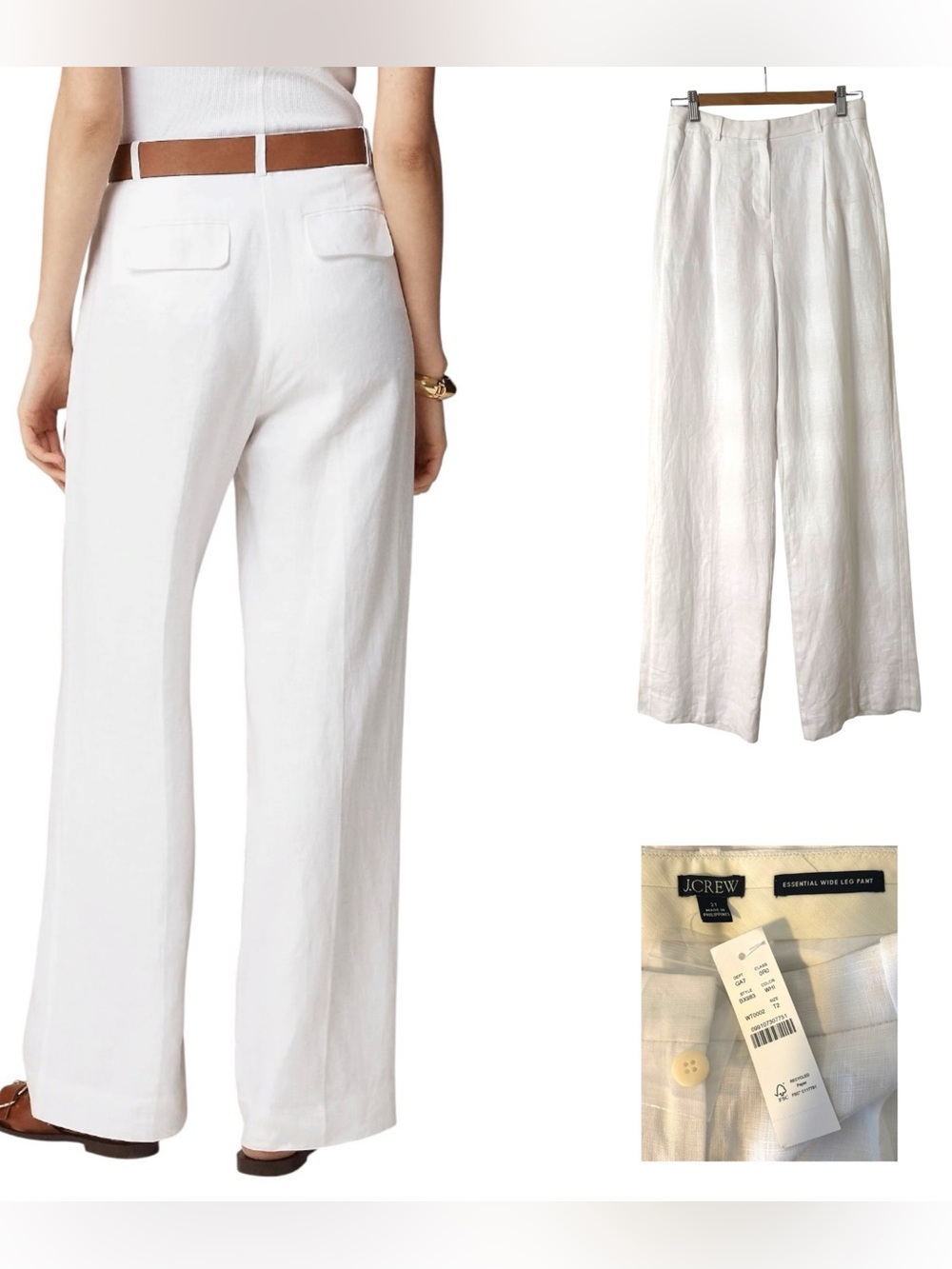 J. Crew Essential Wide Leg Linen Pants - Picture 1 of 5